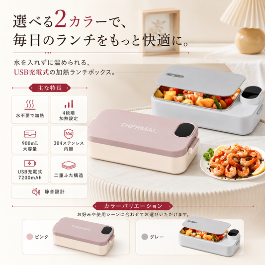 Nakan コードレス加熱ランチボックス