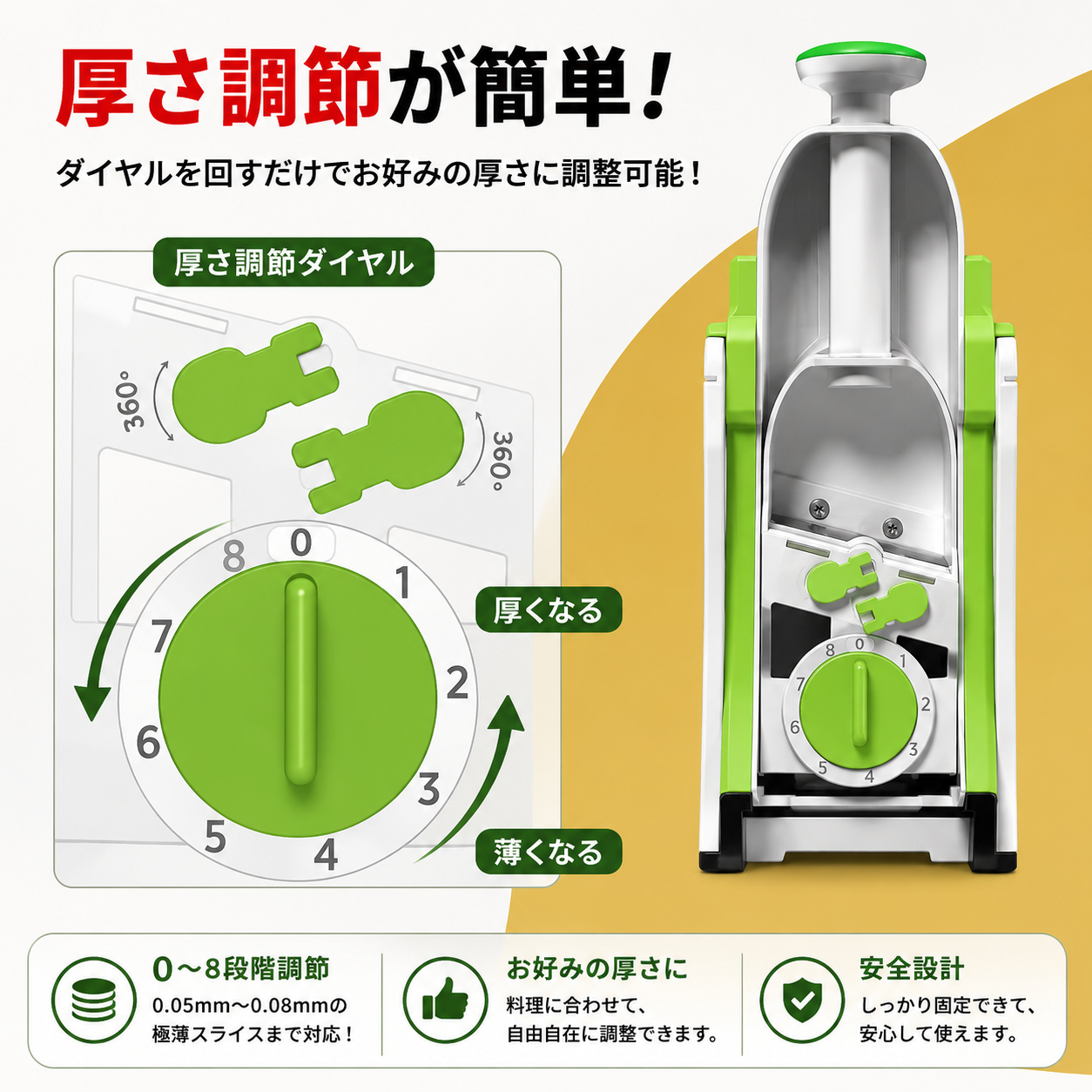 5in1 多機能野菜スライサー｜厚さ調節対応・安全＆ラクラク調理